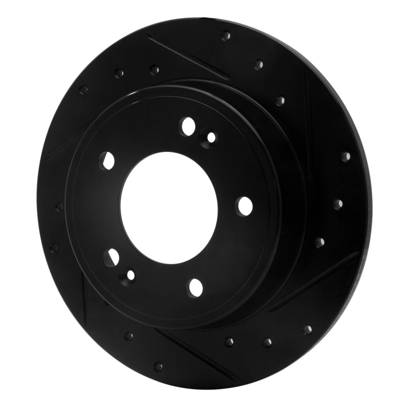 Hyundai Elantra Coupe Brake Rotor (1) - Rear Right - R1 Concepts - Drilled & Slotted - Black - `11-`25